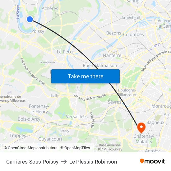 Carrieres-Sous-Poissy to Le Plessis-Robinson map