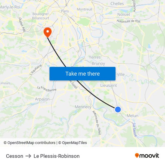 Cesson to Le Plessis-Robinson map