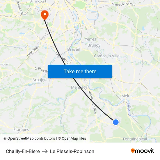 Chailly-En-Biere to Le Plessis-Robinson map