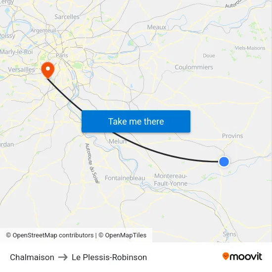 Chalmaison to Le Plessis-Robinson map