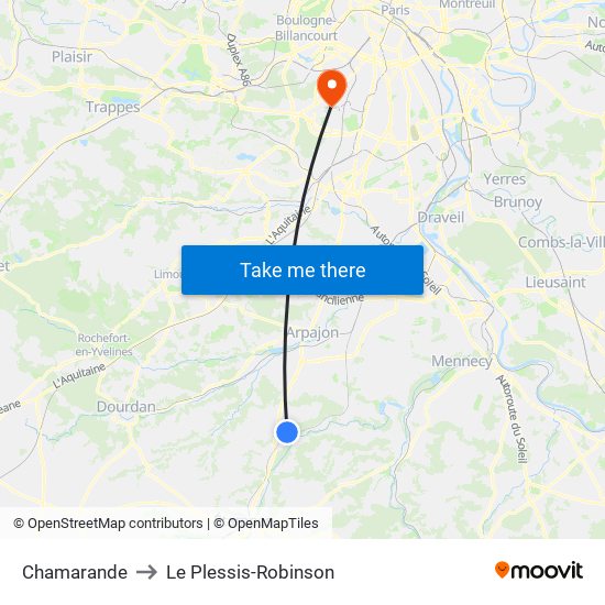 Chamarande to Le Plessis-Robinson map