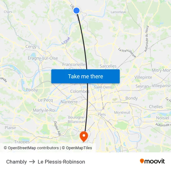 Chambly to Le Plessis-Robinson map