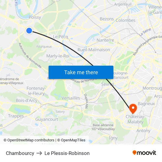 Chambourcy to Le Plessis-Robinson map