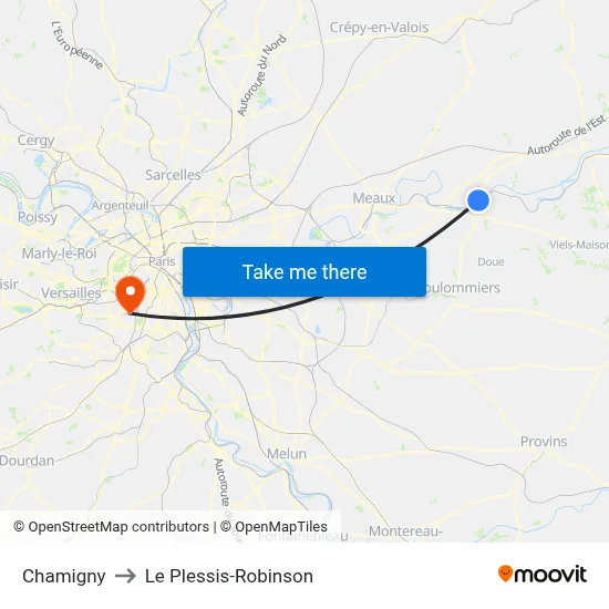 Chamigny to Le Plessis-Robinson map