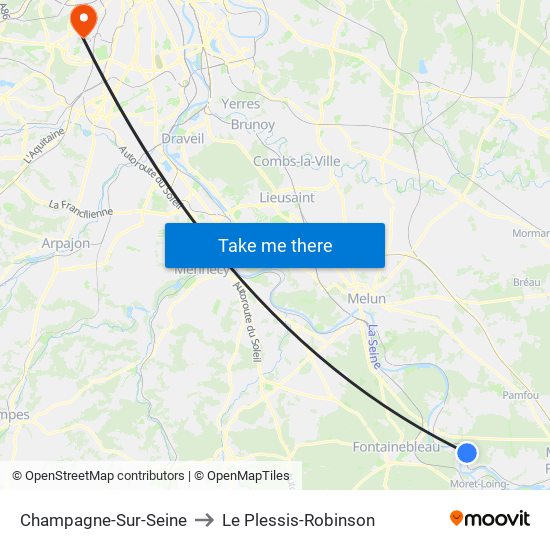 Champagne-Sur-Seine to Le Plessis-Robinson map