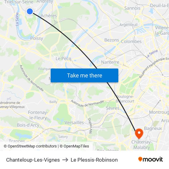 Chanteloup-Les-Vignes to Le Plessis-Robinson map