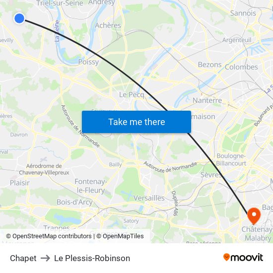 Chapet to Le Plessis-Robinson map