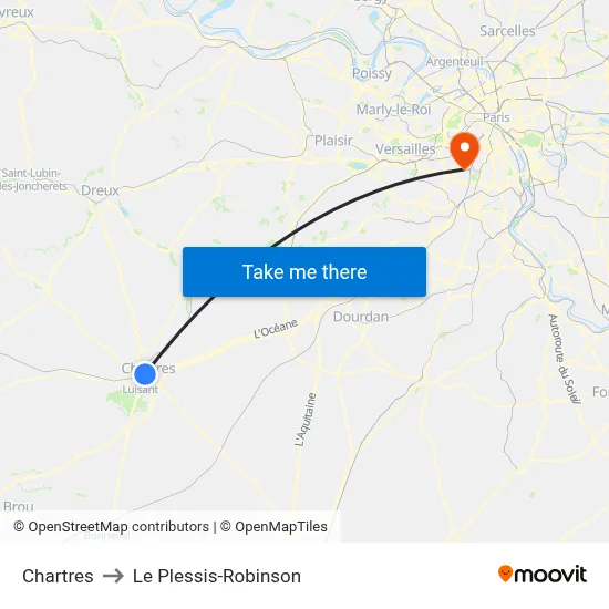 Chartres to Le Plessis-Robinson map
