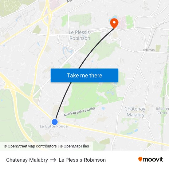 Chatenay-Malabry to Le Plessis-Robinson map