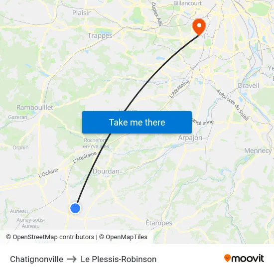Chatignonville to Le Plessis-Robinson map