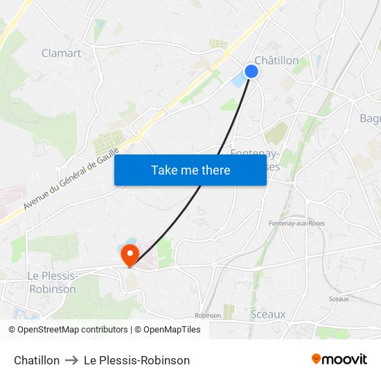 Chatillon to Le Plessis-Robinson map