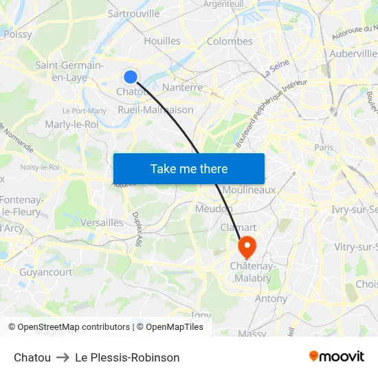 Chatou to Le Plessis-Robinson map