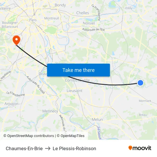 Chaumes-En-Brie to Le Plessis-Robinson map