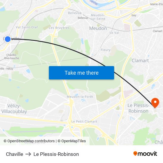 Chaville to Le Plessis-Robinson map