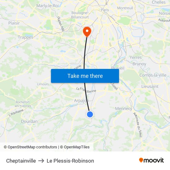 Cheptainville to Le Plessis-Robinson map