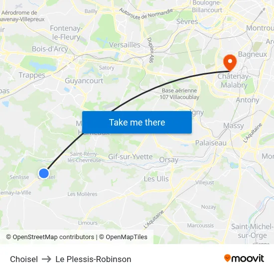 Choisel to Le Plessis-Robinson map