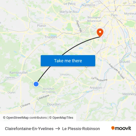 Clairefontaine-En-Yvelines to Le Plessis-Robinson map