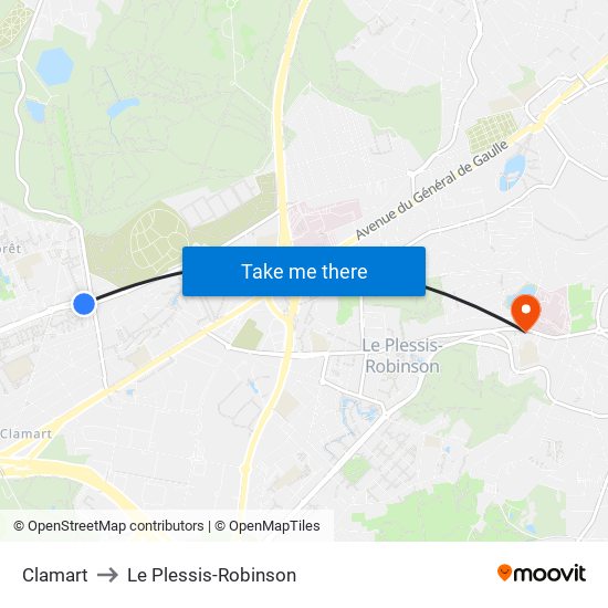 Clamart to Le Plessis-Robinson map