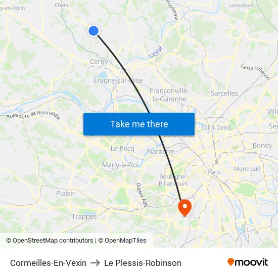 Cormeilles-En-Vexin to Le Plessis-Robinson map