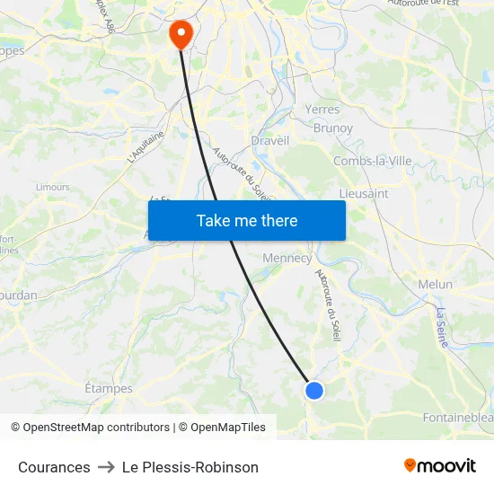 Courances to Le Plessis-Robinson map