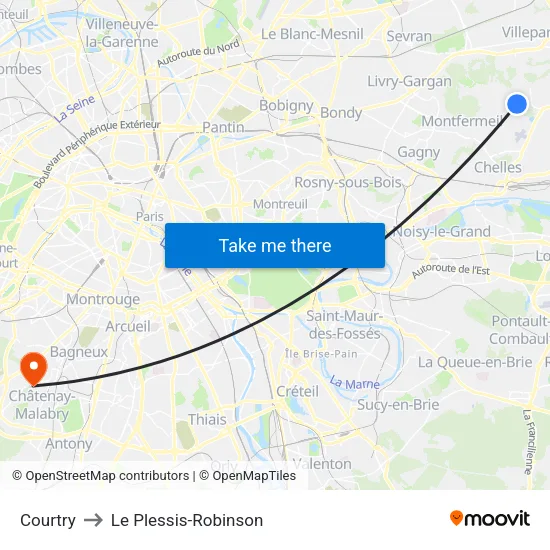 Courtry to Le Plessis-Robinson map