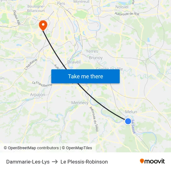 Dammarie-Les-Lys to Le Plessis-Robinson map