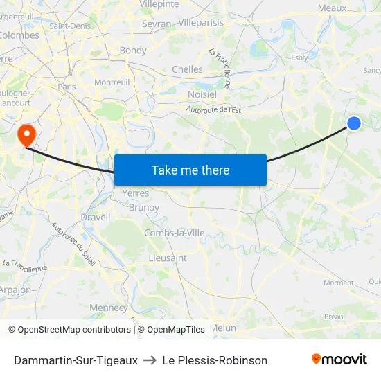 Dammartin-Sur-Tigeaux to Le Plessis-Robinson map