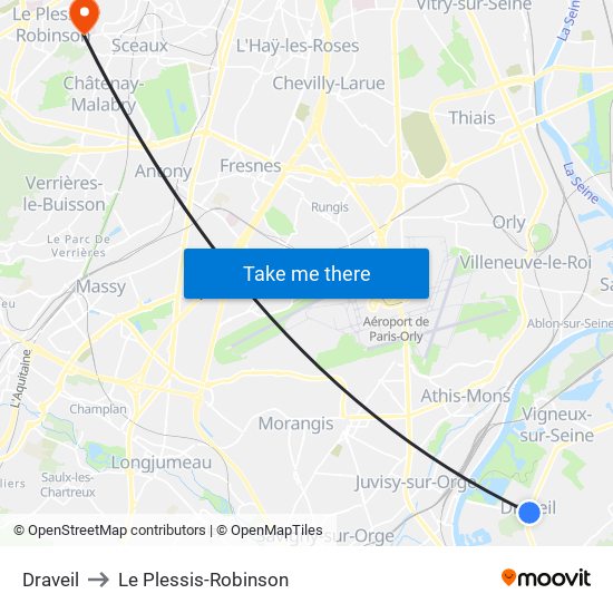 Draveil to Le Plessis-Robinson map