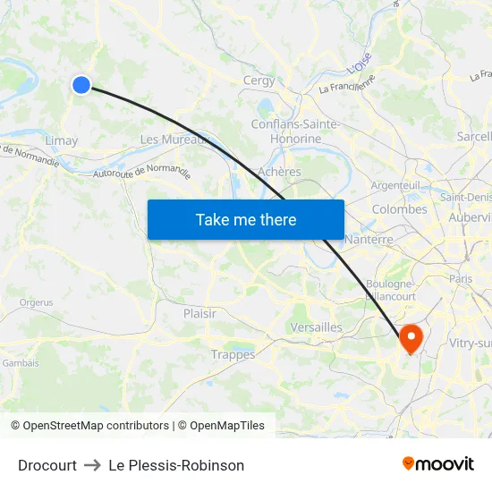 Drocourt to Le Plessis-Robinson map