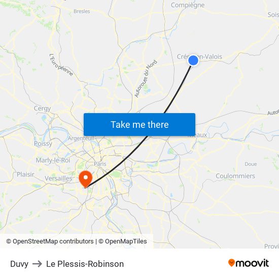 Duvy to Le Plessis-Robinson map