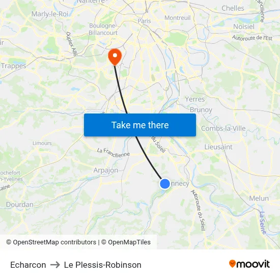 Echarcon to Le Plessis-Robinson map