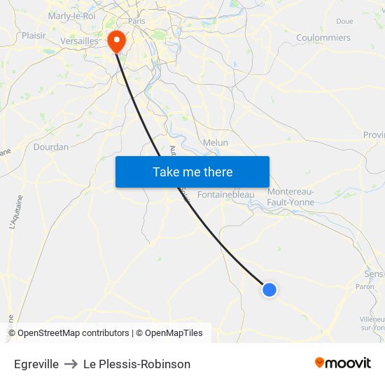 Egreville to Le Plessis-Robinson map