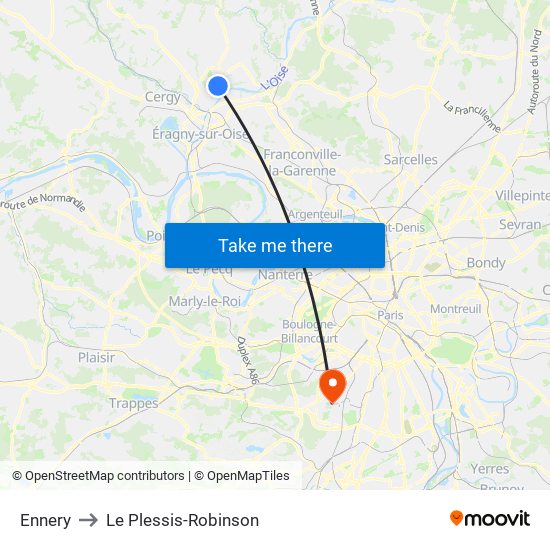 Ennery to Le Plessis-Robinson map