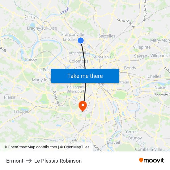 Ermont to Le Plessis-Robinson map