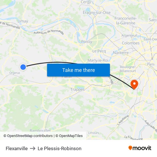 Flexanville to Le Plessis-Robinson map