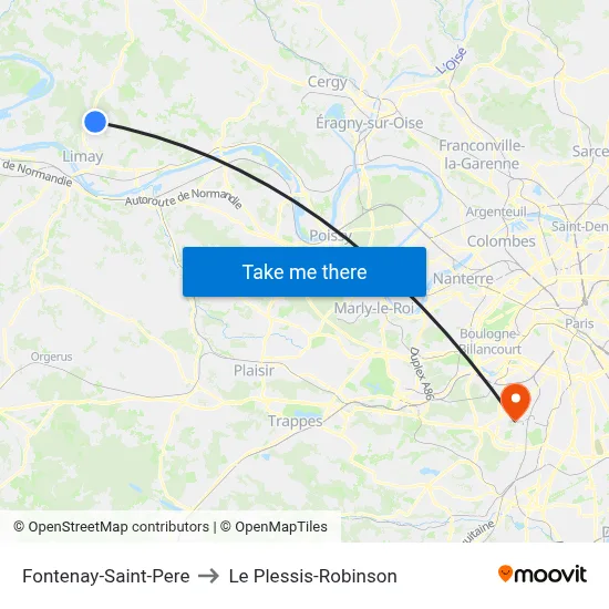 Fontenay-Saint-Pere to Le Plessis-Robinson map