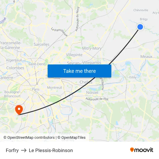 Forfry to Le Plessis-Robinson map