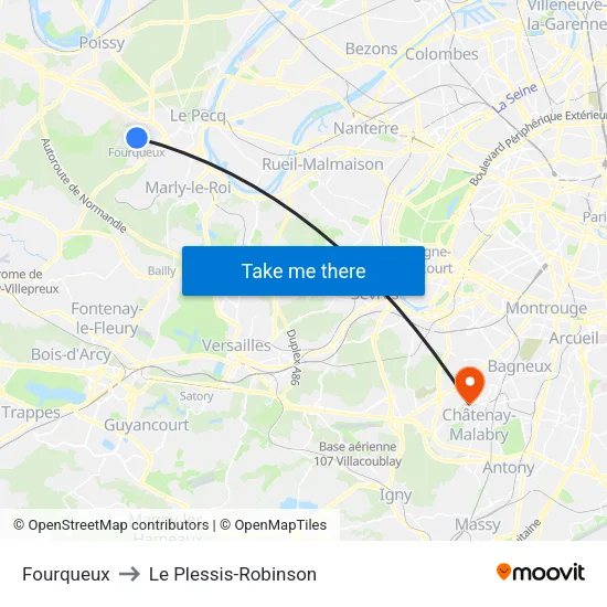 Fourqueux to Le Plessis-Robinson map
