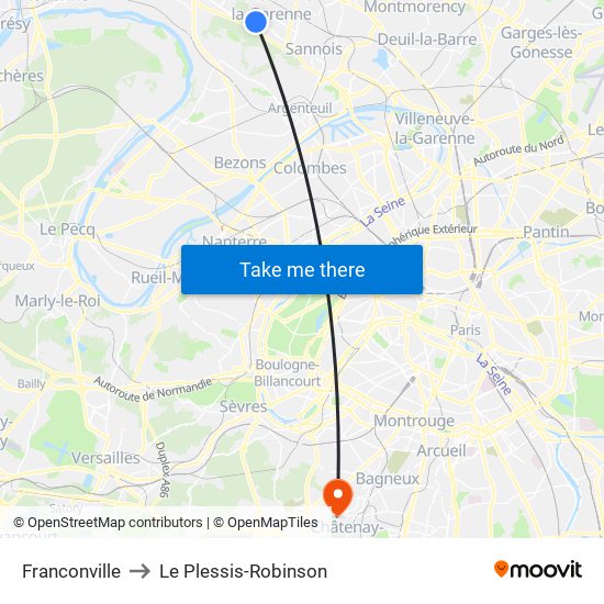 Franconville to Le Plessis-Robinson map