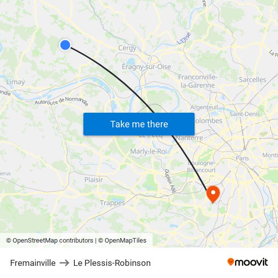 Fremainville to Le Plessis-Robinson map