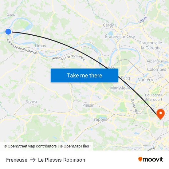 Freneuse to Le Plessis-Robinson map