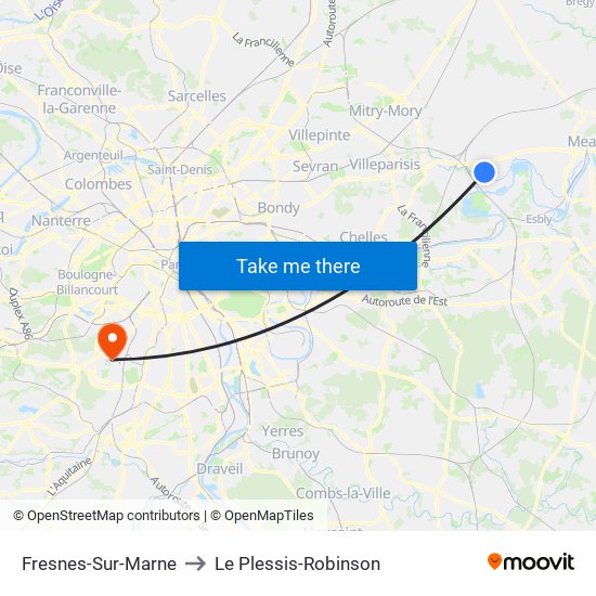 Fresnes-Sur-Marne to Le Plessis-Robinson map