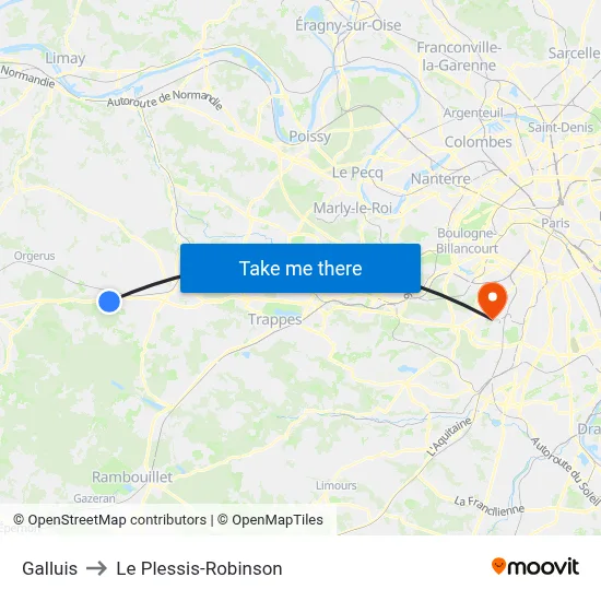 Galluis to Le Plessis-Robinson map