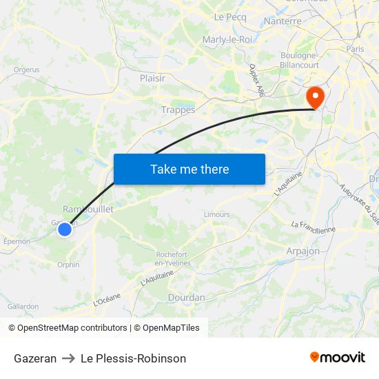 Gazeran to Le Plessis-Robinson map