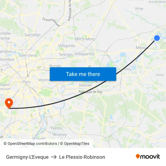 Germigny-L'Eveque to Le Plessis-Robinson map