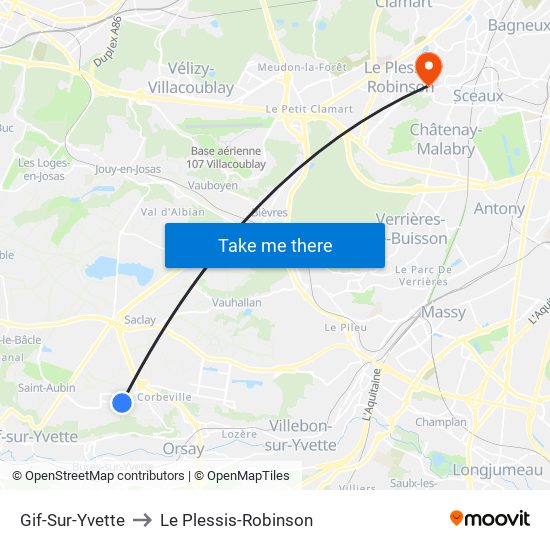 Gif-Sur-Yvette to Le Plessis-Robinson map