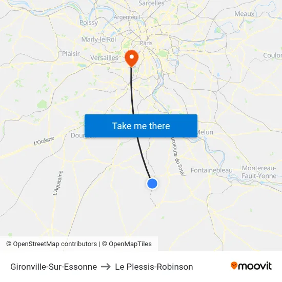 Gironville-Sur-Essonne to Le Plessis-Robinson map