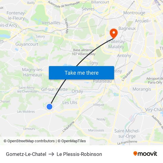 Gometz-Le-Chatel to Le Plessis-Robinson map