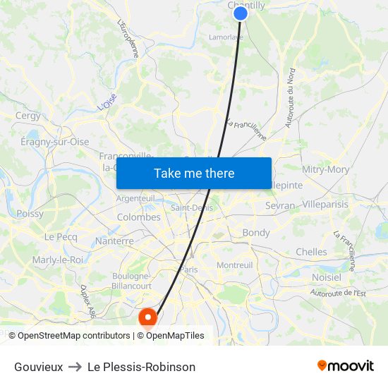 Gouvieux to Le Plessis-Robinson map
