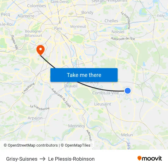 Grisy-Suisnes to Le Plessis-Robinson map